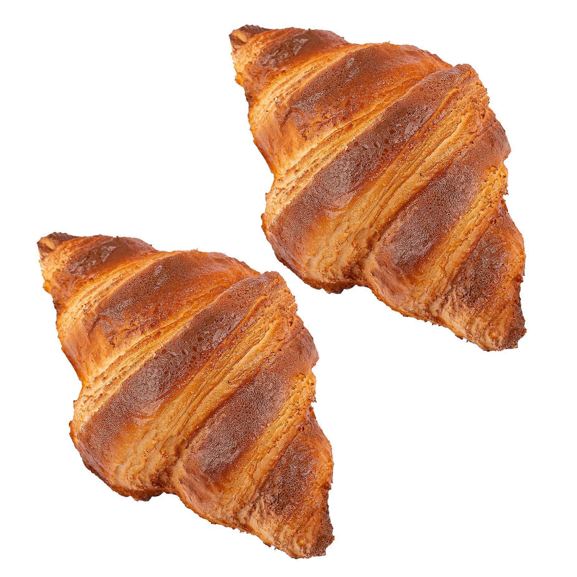 2 Pack Artificial Croissant Fake Bread with Realistic Bakery Look for Kitchen Decor and Display
