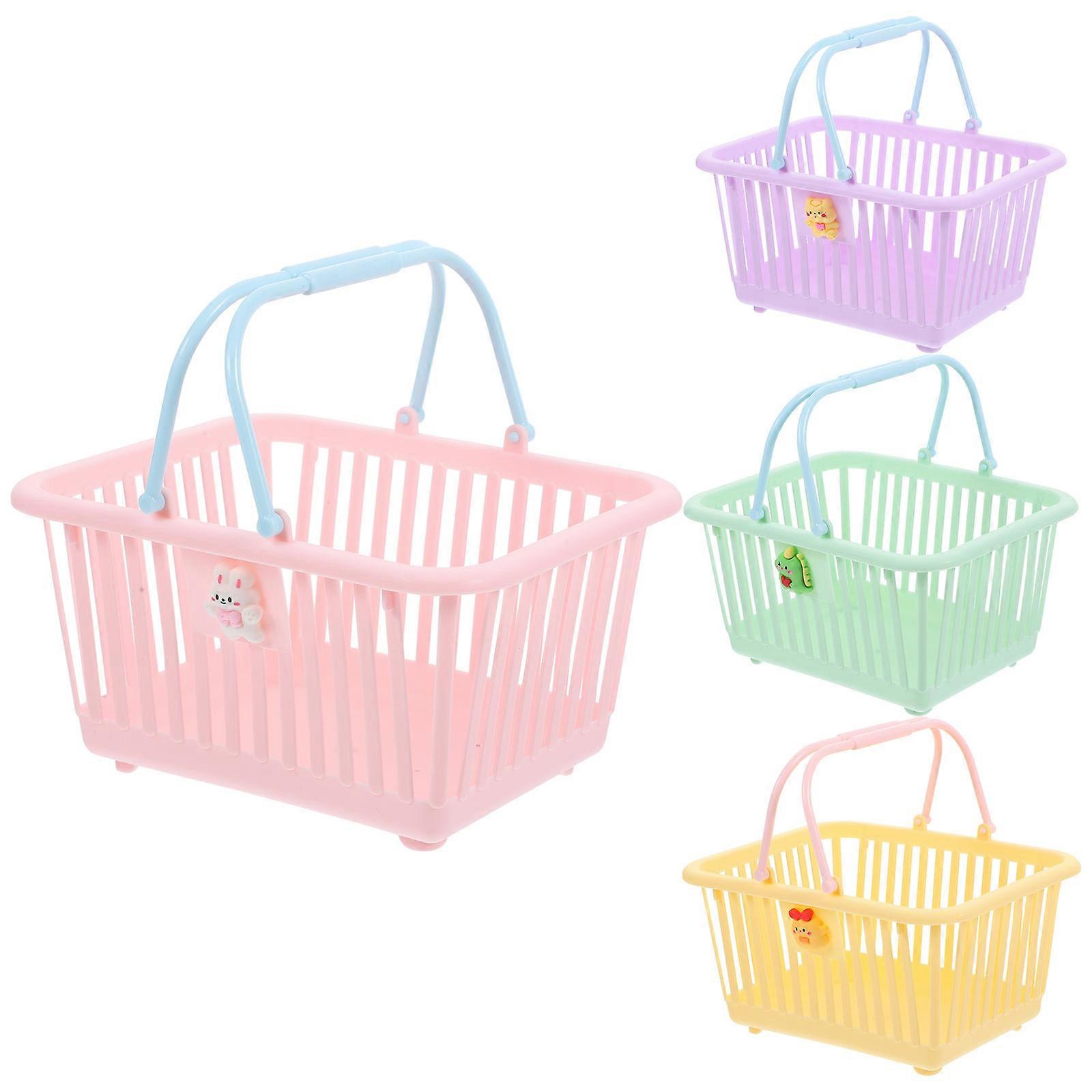 Small Plastic Basket for Storage 4Pcs Portable Multi-Functional Plastic Basket