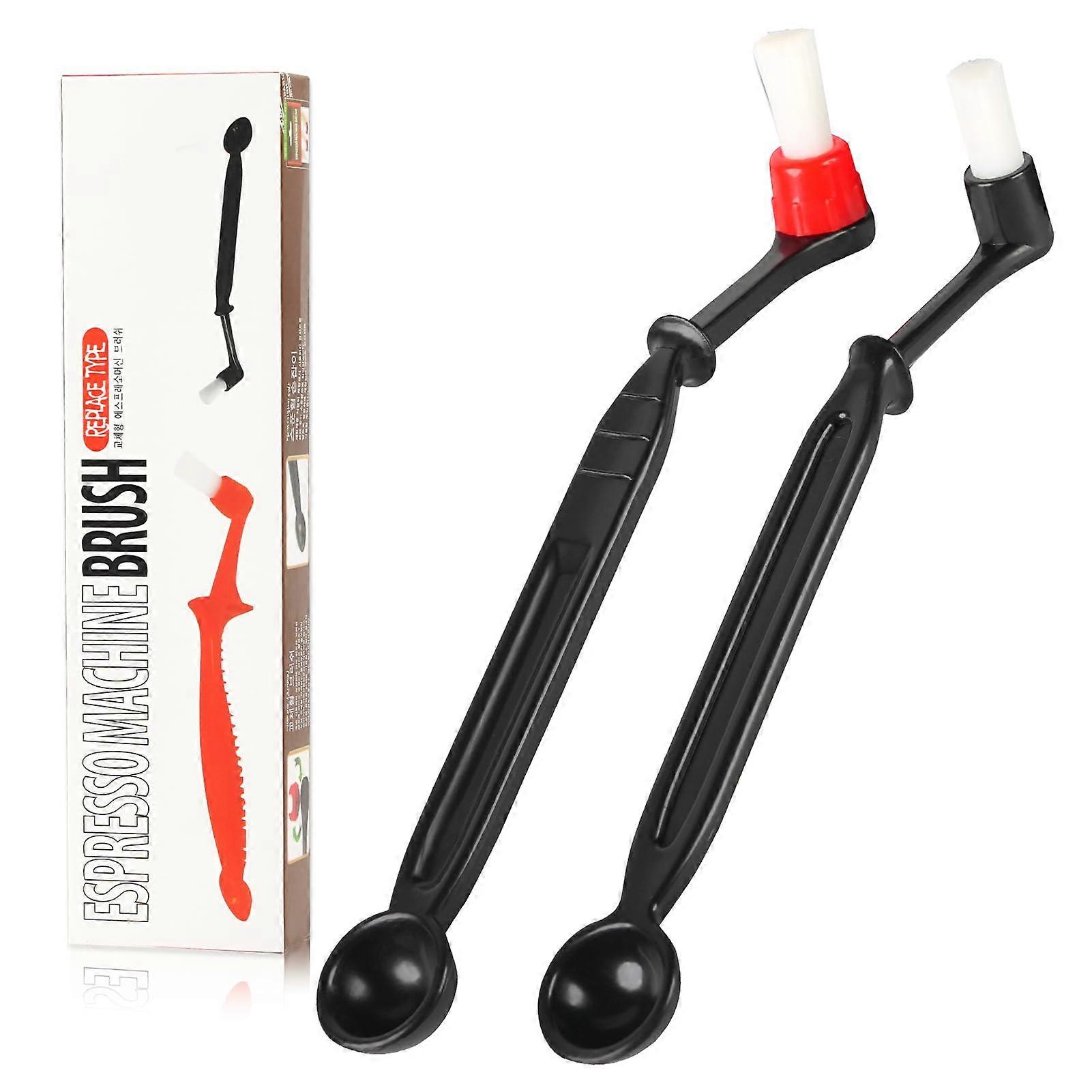 Dual Pack Espresso Machine Cleaning Brush with Spoon for Deep Group Head Cleaning