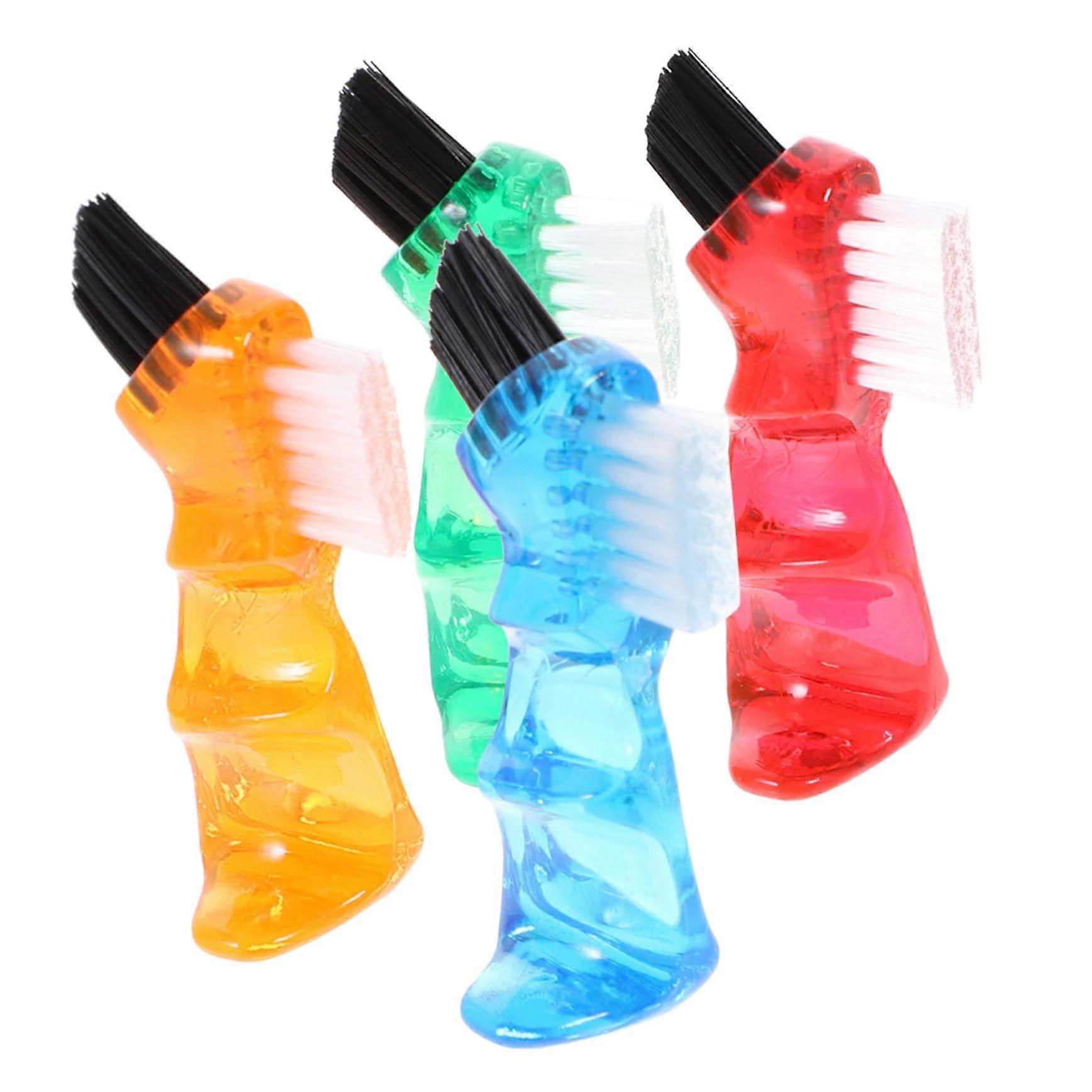 4Pcs Denture Cleaning Brush Set DoubleEnded False Teeth Tool for Easy Home Use Blue Red Orange Green
