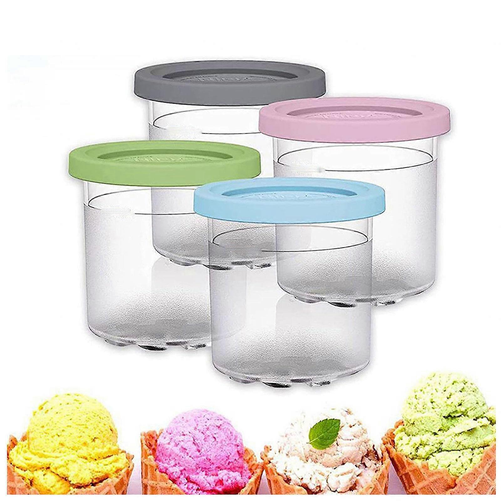 Containers 4 Pack 16oz Pints with ColorCoded Lids Compatible with Ninja Creami Deluxe NC301 NC300