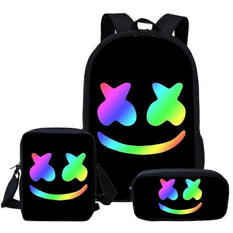 Dj Marshmallow backpack school bag three-piece set