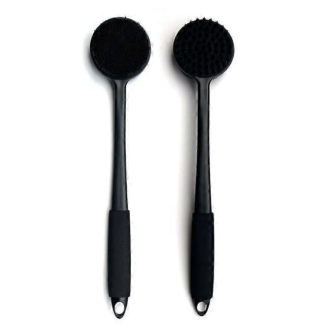 Silicone Back Scrubber for Shower with 17in Extra Long Handle DualSided Brush for Deep Exfoliation