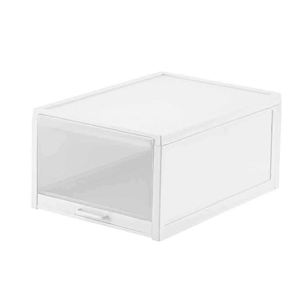 Stackable Shoe Box 2 Pcs Rectangular Shape Storage Organizer For Shoes White