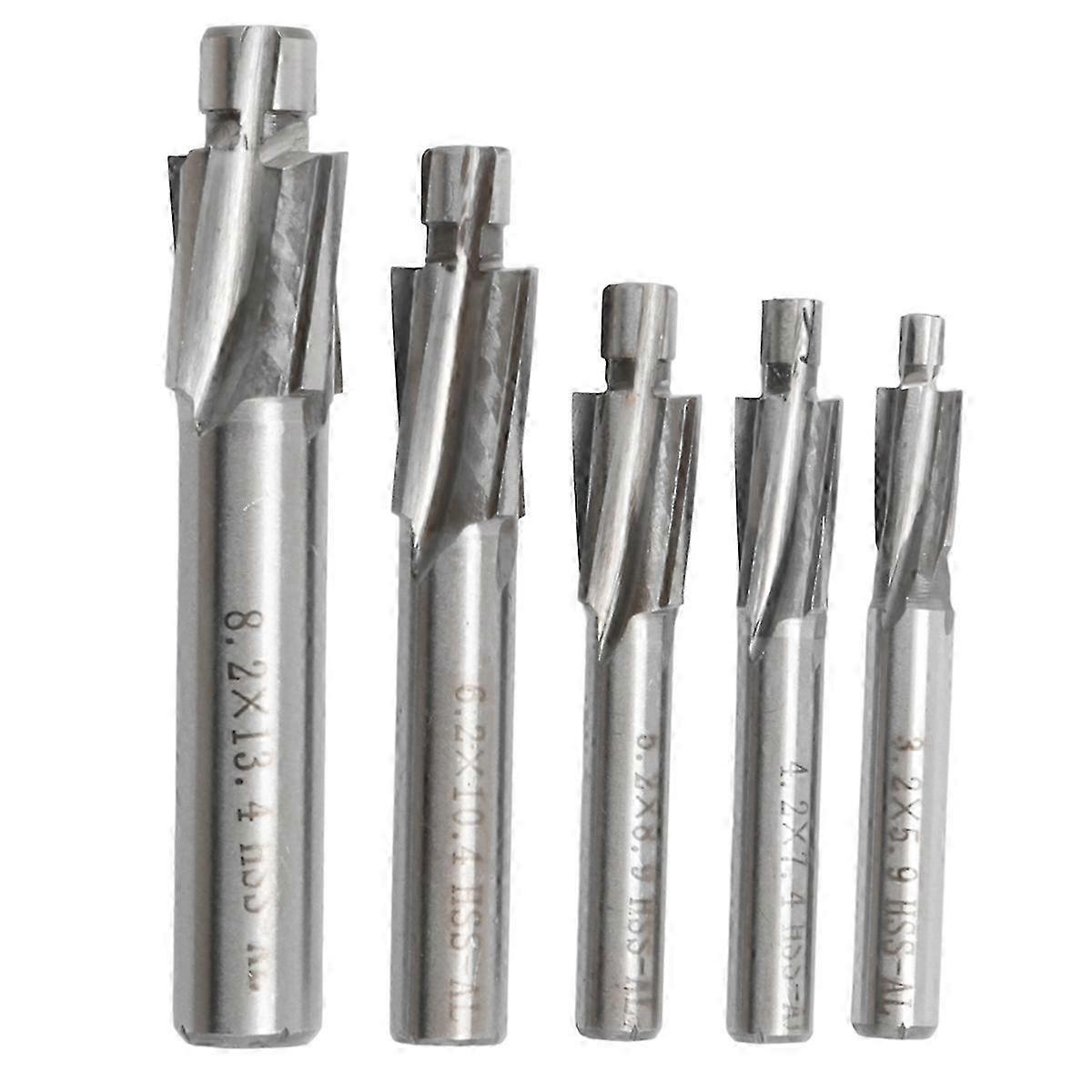 5Pcs HSS Counterbore End Mill M3-M8 Pilot Slotting Tool