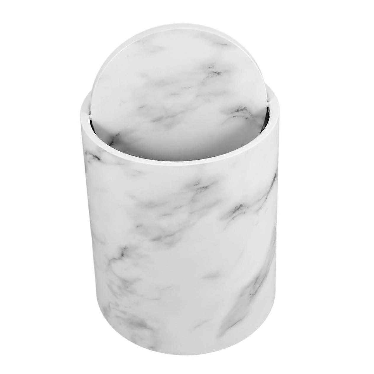 15L Marble Pattern Trash Can with DoubleLayer Flip Lid and Large Opening for Kitchen Bathroom Office