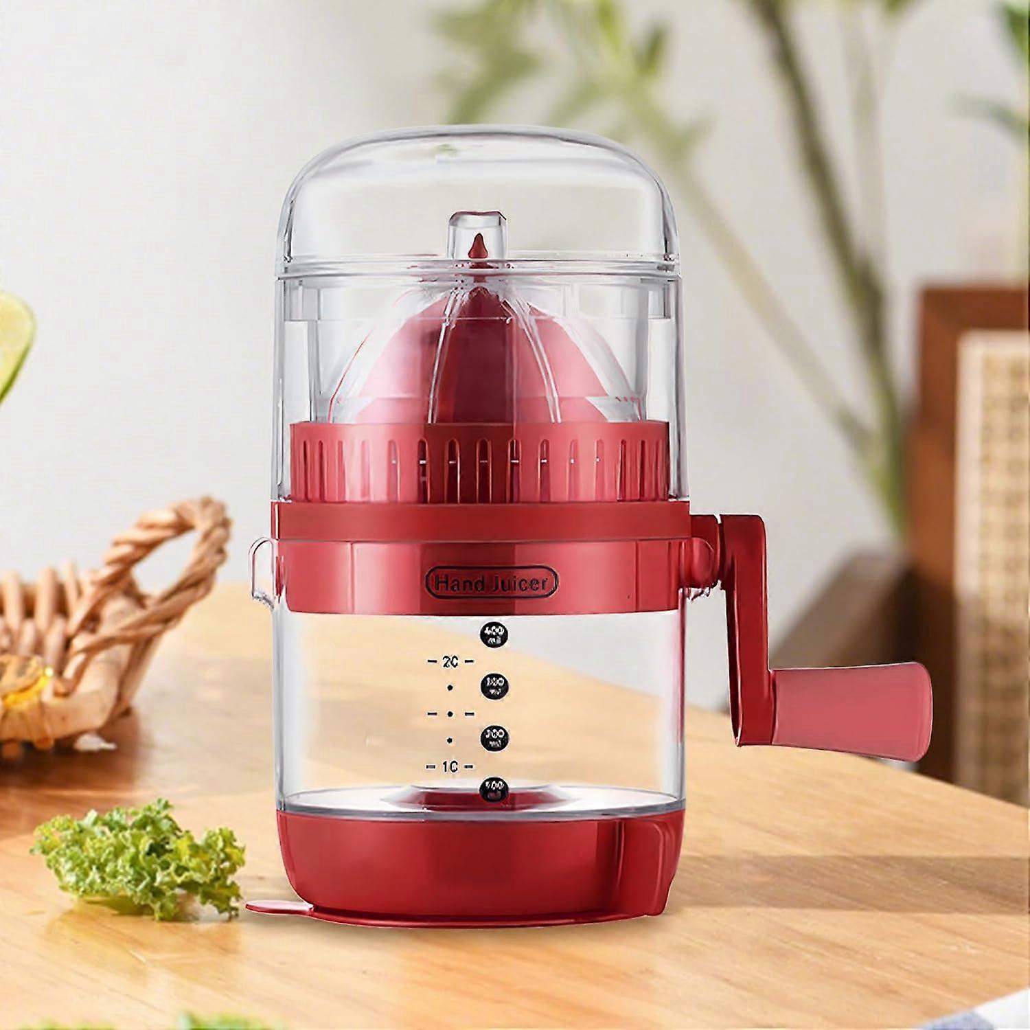 Manual Hand Juicer with Handle, Compact Citrus and Fruit Squeezer, Easy Clean Red Extractor