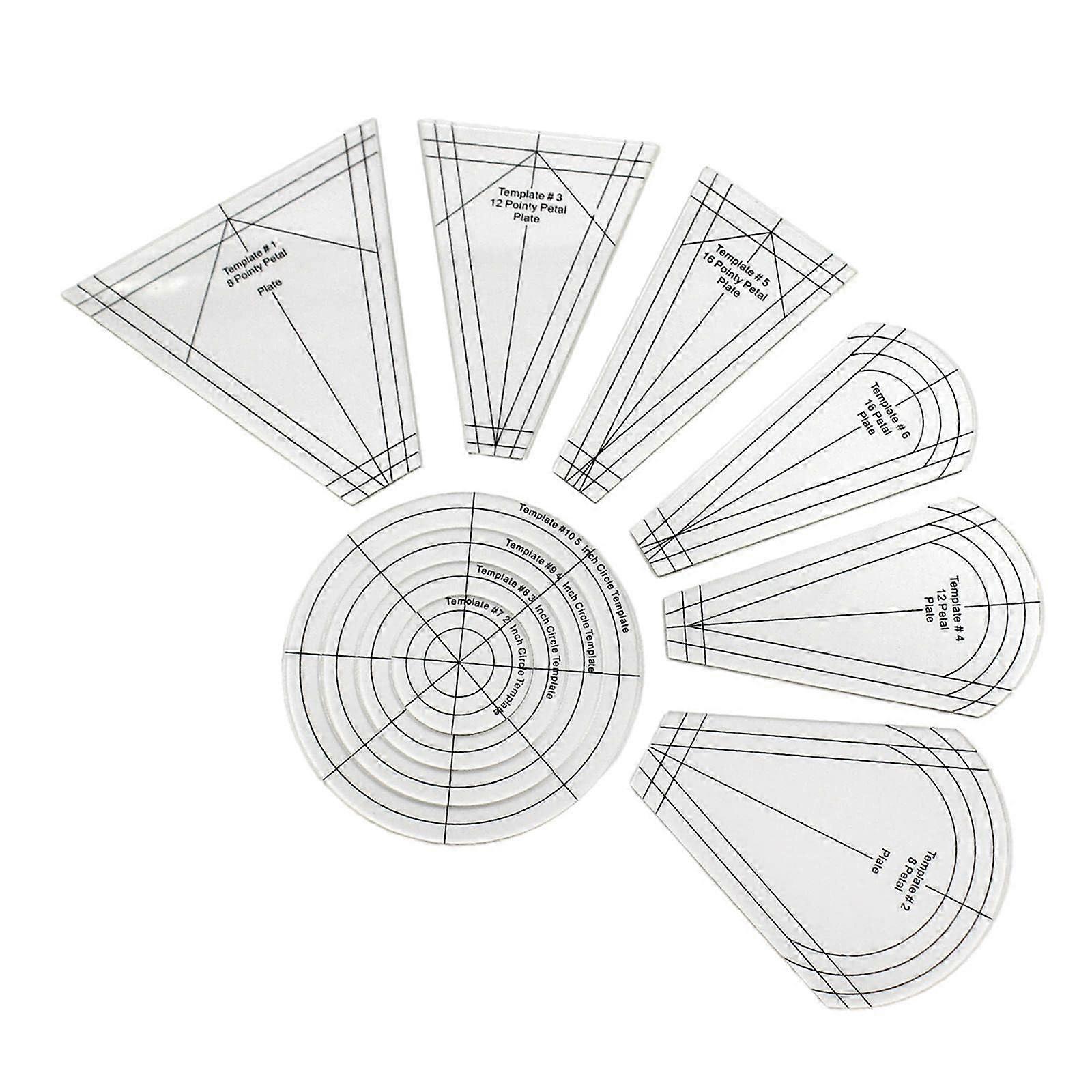 Quilting Ruler Set 10 Pcs Clear Patchwork Templates MultiShape Sewing Stencils for Quilting