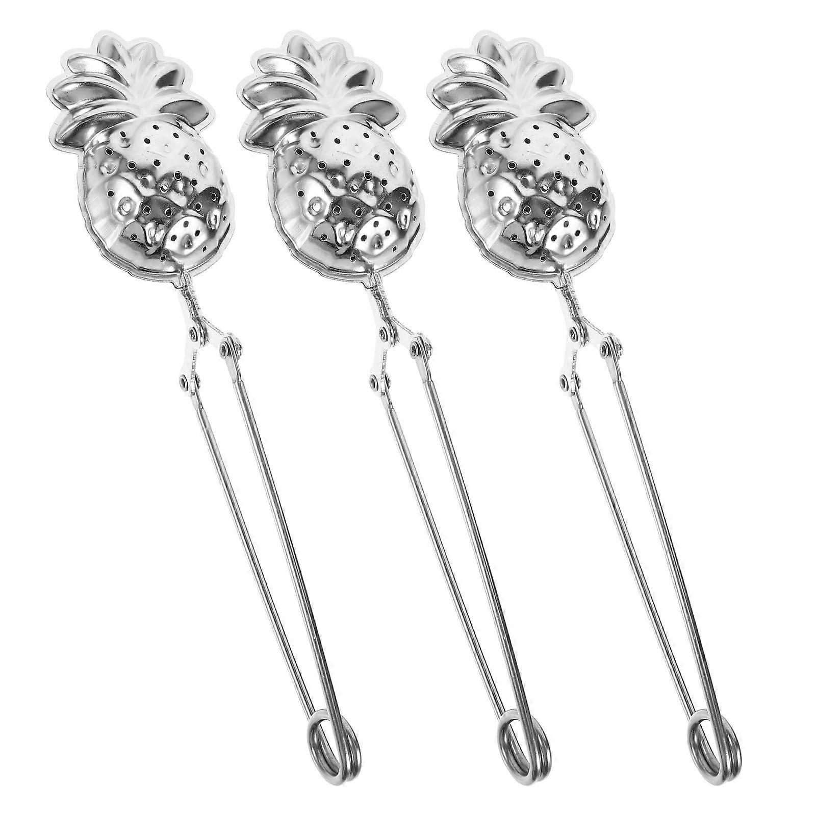 Stainless Steel Pineapple Tea Infuser Set for Loose Leaf Tea, Fine Mesh Strainer, 3pcs