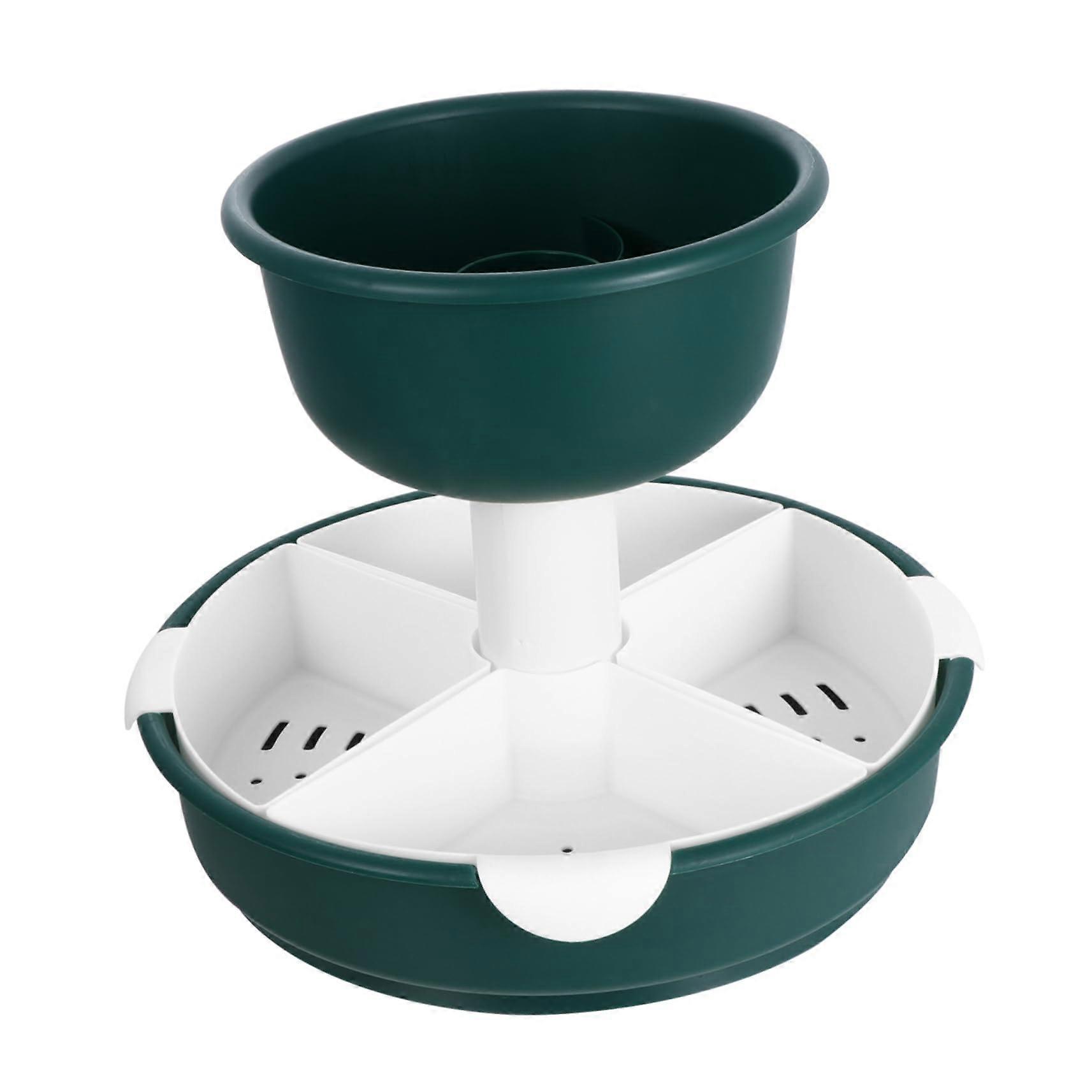 DoubleLayer Vegetable and Fruit Drain Basket with 360° Rotatable MultiGrid Plastic Washing Tray