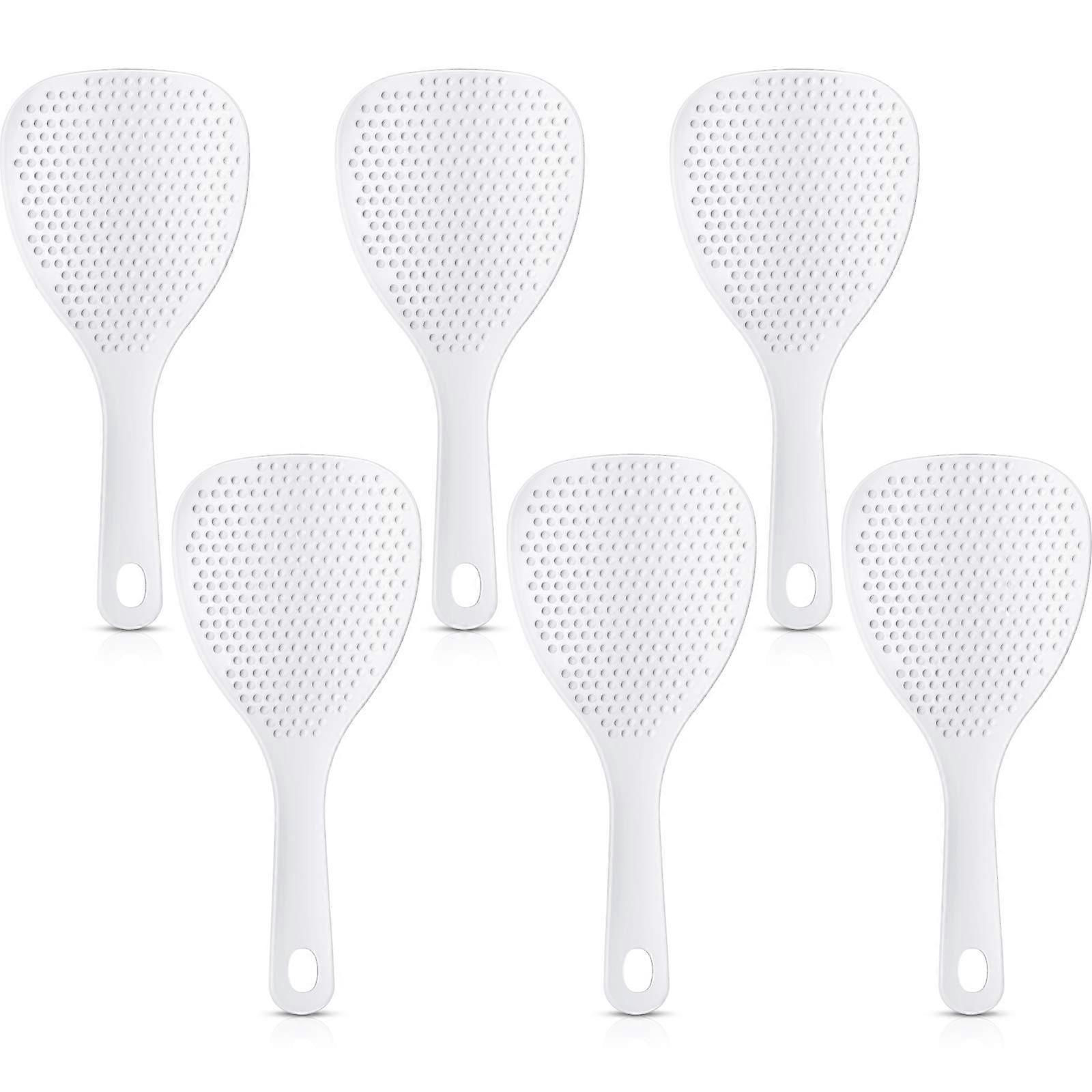 6 Pcs Plastic Non Stick Rice Paddle Set, 7.5 Inch Textured Serving Spoon for Kitchen and Restaurant