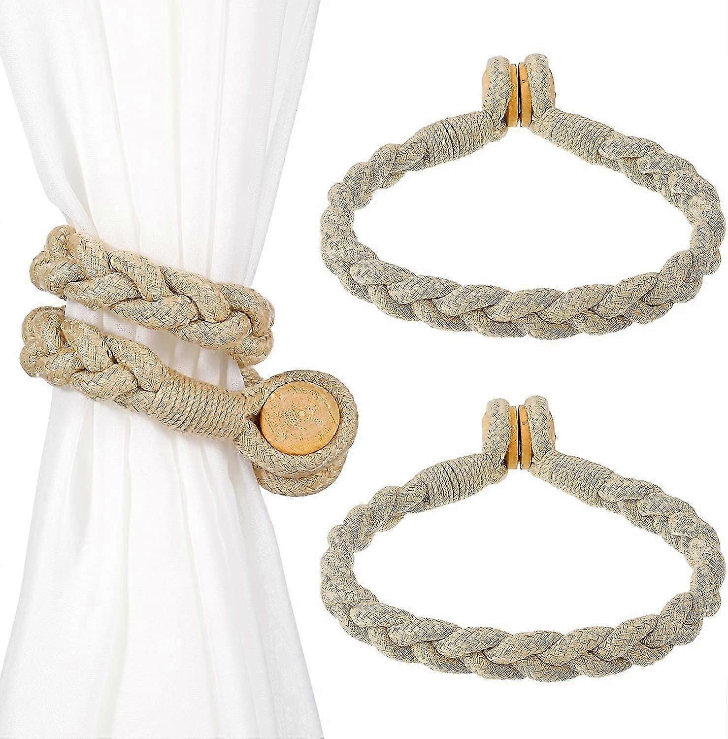 Magnetic Curtain Tiebacks, Decor Knitted Cord Curtain Tieback 2 Pcs
