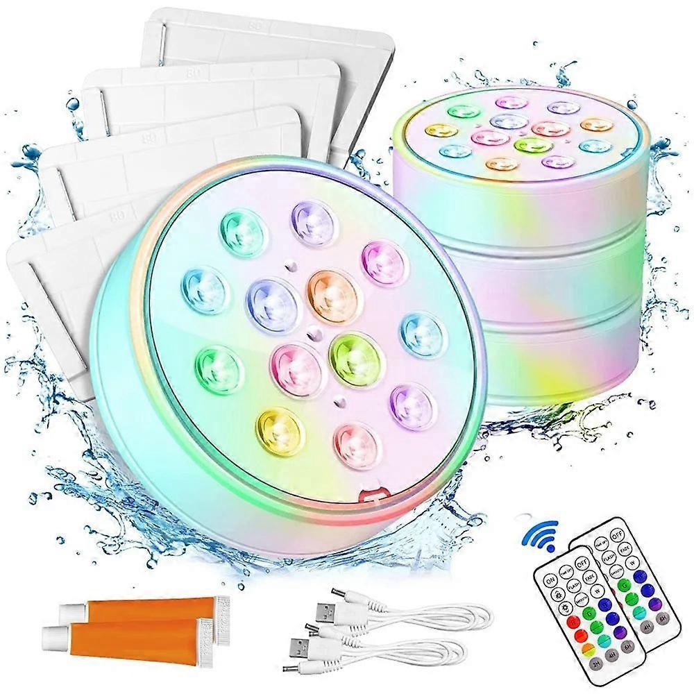 Rechargeable Led Submersible Pool Lights - Rgb Underwater With Remote,