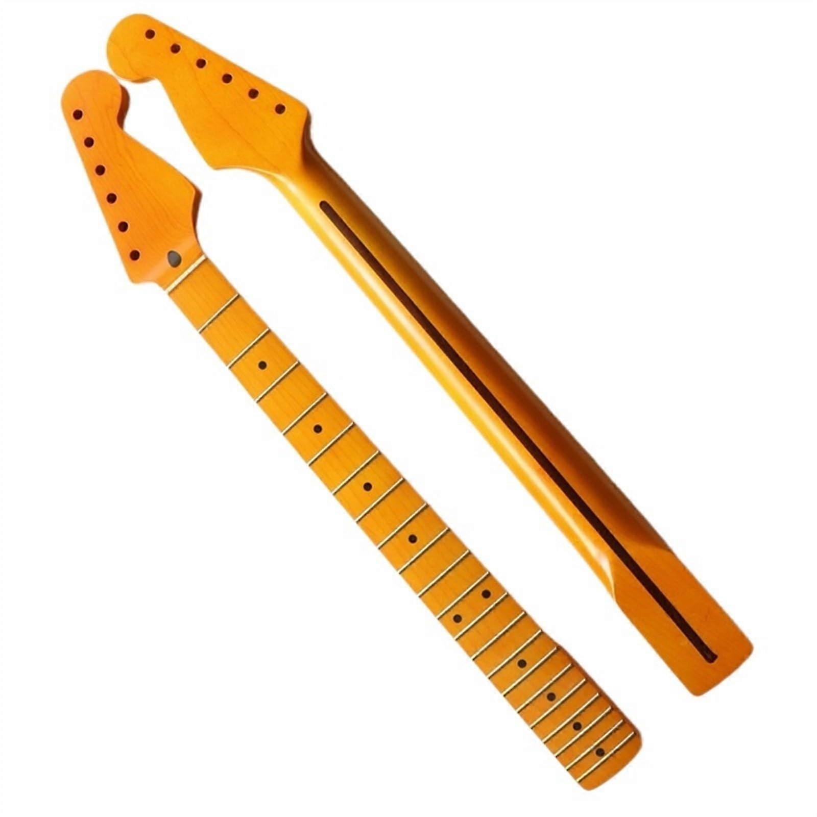 Guitar Neck for ST 21 Frets Maple Replacement with Clear Position Markers and Solid Wood Construction