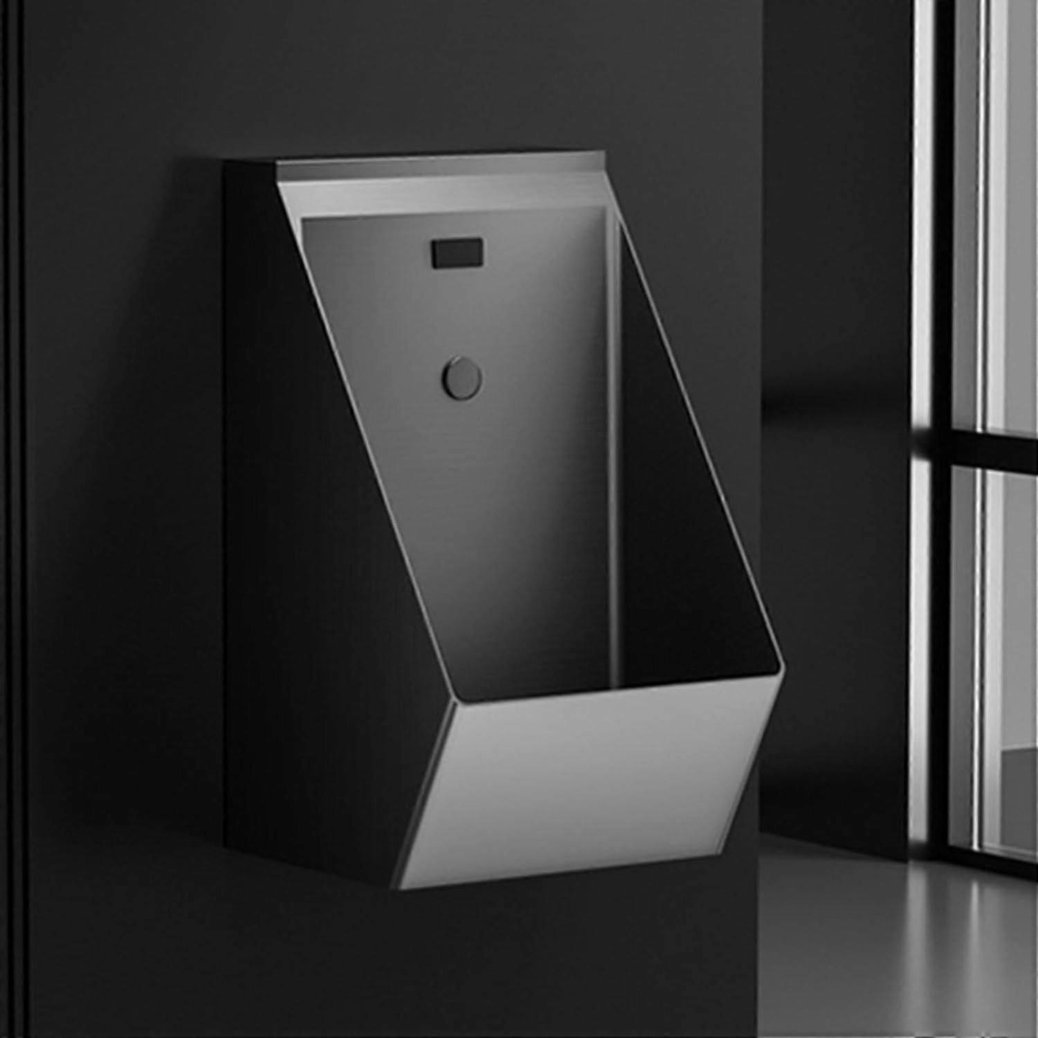 Touchless Stainless Steel Urinal for Men with Automatic Sensor Flush, Black Wall Mounted Commercial