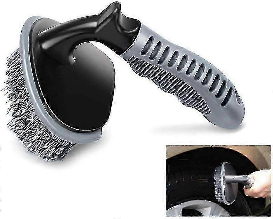 Tire wash brush with universal rubber handle, high quality