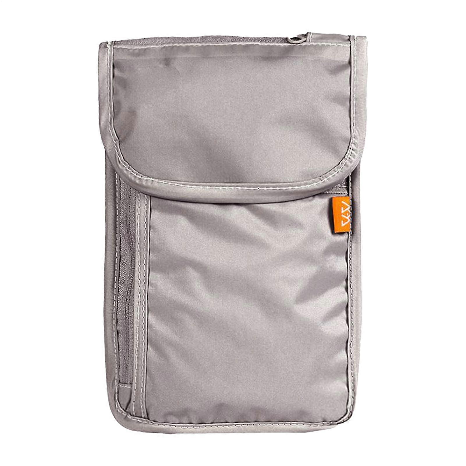 Waterproof RFID Blocking Travel Neck Wallet Passport Holder with Adjustable Strap and MultiPocket Design, Grey