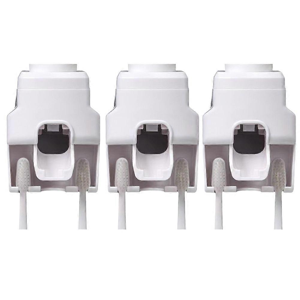 Automatic Toothpaste Squeezer Wall Mounted Punch-Free Toothbrush Storage Rack Toothbrush Holder Squeezer White