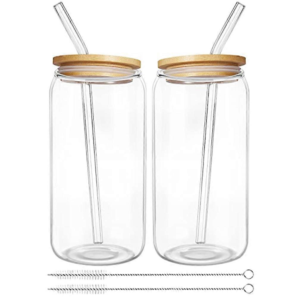 Transparent Easy Pull Can Glass Juice Cup for Beverage 2Sets