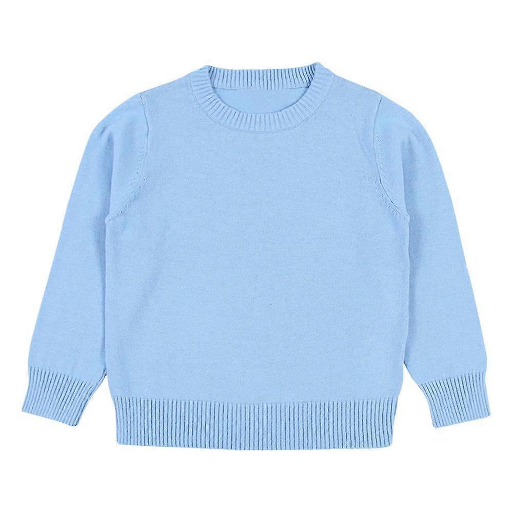 Babypullover Jungen Mädchen Einfarbiger Pullover Strickpullover Candy Base Pullover Hellblau 18 Monate