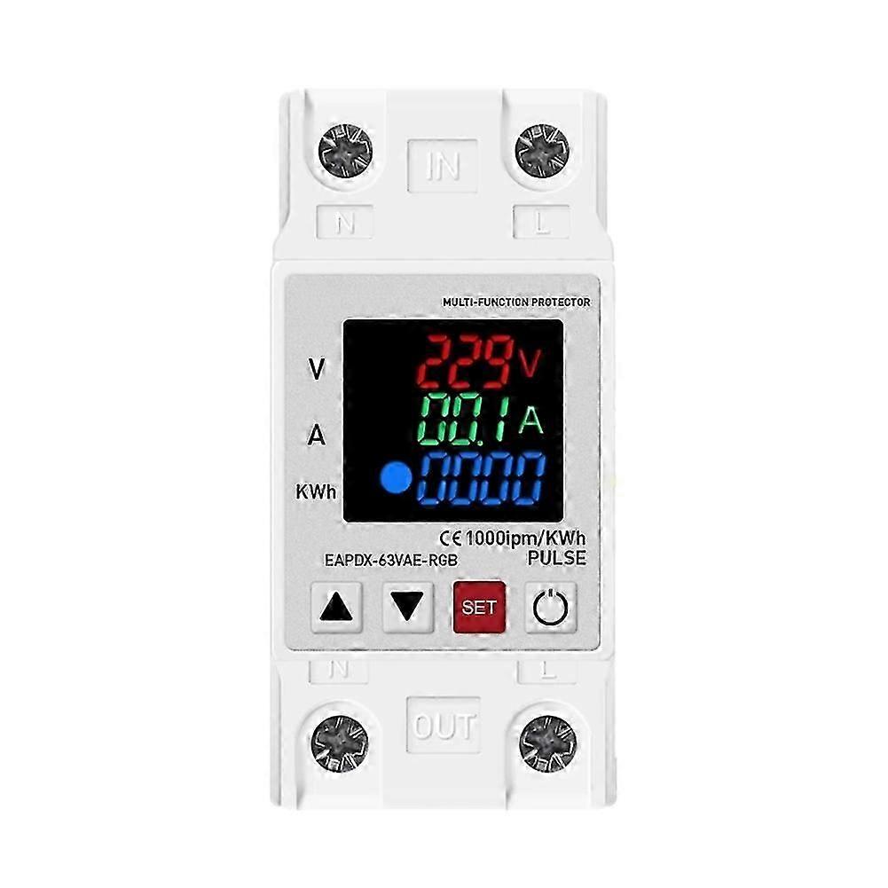 Din Rail Dual Display Adjustable over Voltage Current and Under Voltage Protective Device