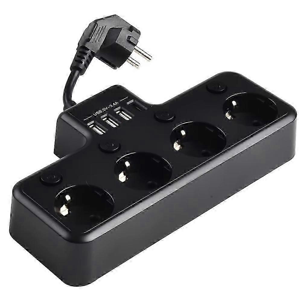 16A 4000W 4-Way Power Strip Individually Switchable Multiple Interpolated with Multiple USB Ports Cable EU-Plug