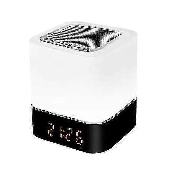 Wireless bluetooth speaker, clock alarm clock touch bedside night light(Black)