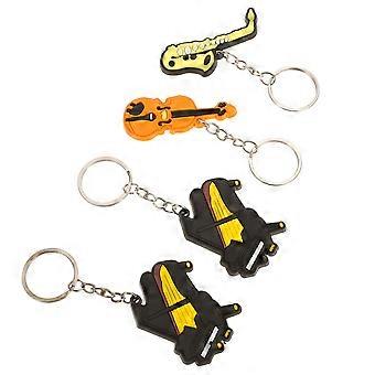 Musical Instrument Key Chains Unique Key Hanging Decors 4Pcs Collection