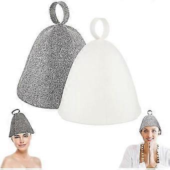 pcs Sauna Hat, Original Wool, Comfortable and Breathable for Sauna, 100% Natural Felt Sauna Accessories (Gray & White)h