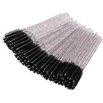 100 Wimpernbürsten, Einweg-Wimpernbürstchen, Make-up-Applikatoren, Augenbrauenbürstchen für Wimpernverlängerungen – Schwarz Kristall-Schwarz 100