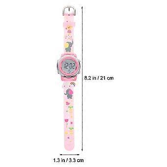 Relógio eletrônico infantil rosa à prova d'água com pulseira de desenho animado (1 peça)