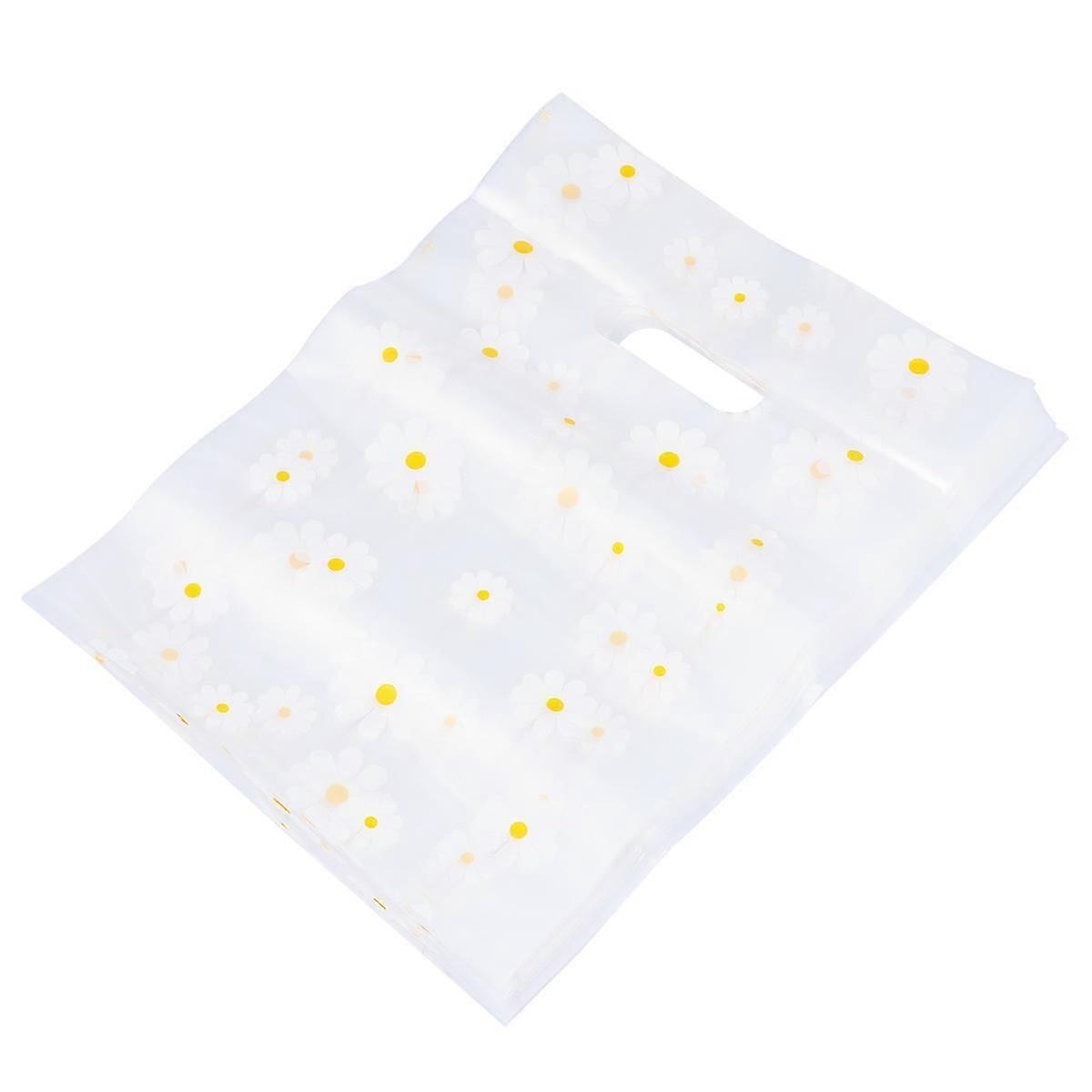 Chic Plastic Tote Bag 100Pcs Flower Pattern Bags For Home Use Large Size Rectangular Carrying