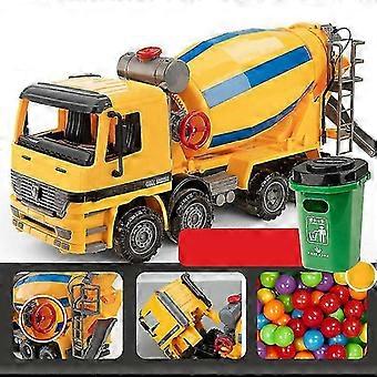 Oversized Concrete Mixer Truck Toy with Storage Bucket, Leakproof Inlet, 180° Rotating Outlet & Simulated Drum