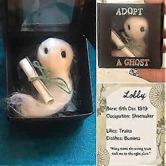 Adopt A Ghost - 2024 New Super Cute Little Pocket Ghost with Cardboard, Mini Plush Stuffed Ghost Doll, Creative Gift for Ghost Stories
