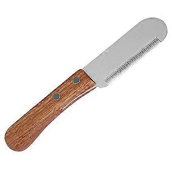Pet Stainless Steel Wooden Handle Stripping Knife Professional Cat Dog Comb Shaving Plucking Hair Comb Knife Pet Tools