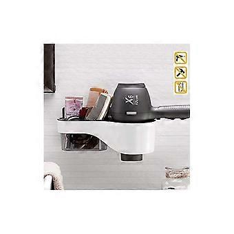 20.7x8.9cm Wall Mounted Hair Dryer Holder, Self-Adhesive Hair Dryer Holder, Hair Dryer Organizer with Storage Boxes, No Drilling Required, Waterproof