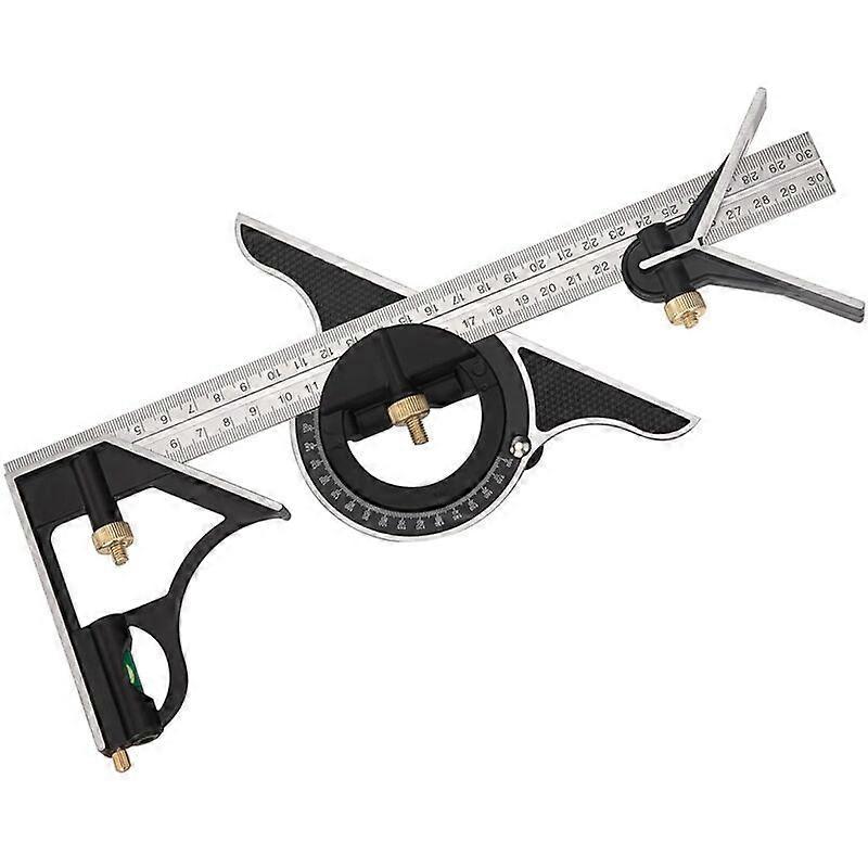 Metal Combination Square Multi-function Carpentry Ruler Combination Angle Ruler with Zero Head Straight Level Angle Protractor 300