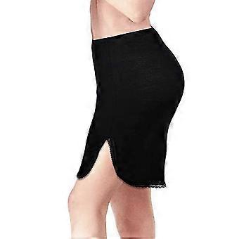 Halbunterrock für Damen mit Spitzenbesatz, kurzer Minirock, knielang, halbunterkleidförmig, ideal unter Kleidern, Geschenkidee, Schwarz