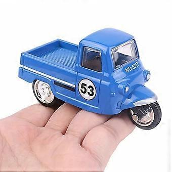 Mini Alloy Pull-Back Tricycle Model Toy, Vintage Three-Wheeled Motorcycle Replica with '53' Emblem, Die-Cast Metal Vehicle for Desk Decoration