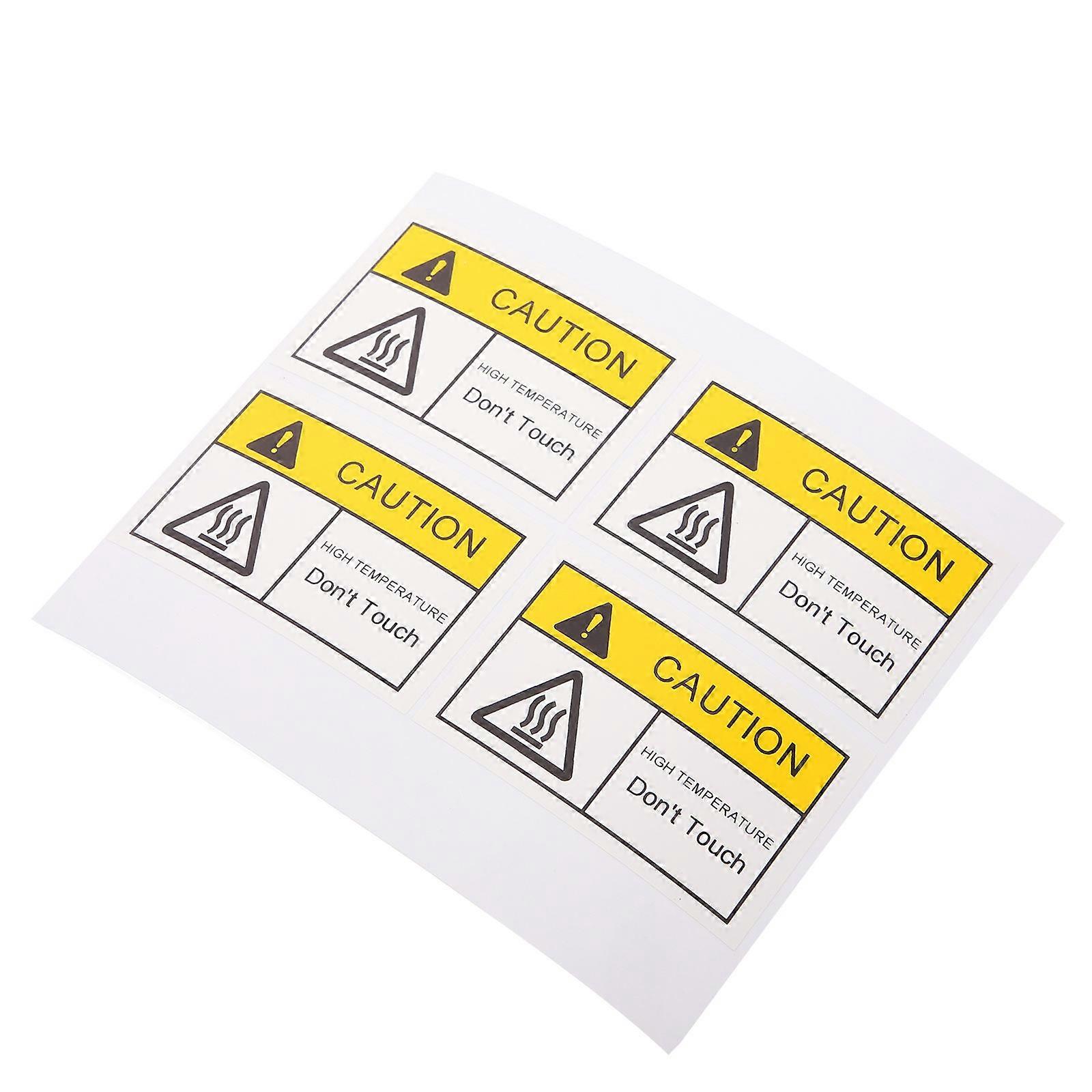 4pcs Caution Sticker Hot Surface Warning Label High Temperature Warning Sticker