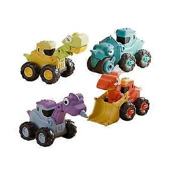 Motong Set di 4 veicoli da costruzione a forma di dinosauro, giocattolo da spingere e far andare per bambini.