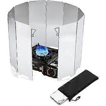 Foldable Windscreen for Camping Stoves Lightweight Aluminum 10-Plate Wind Break with Carry Bag
