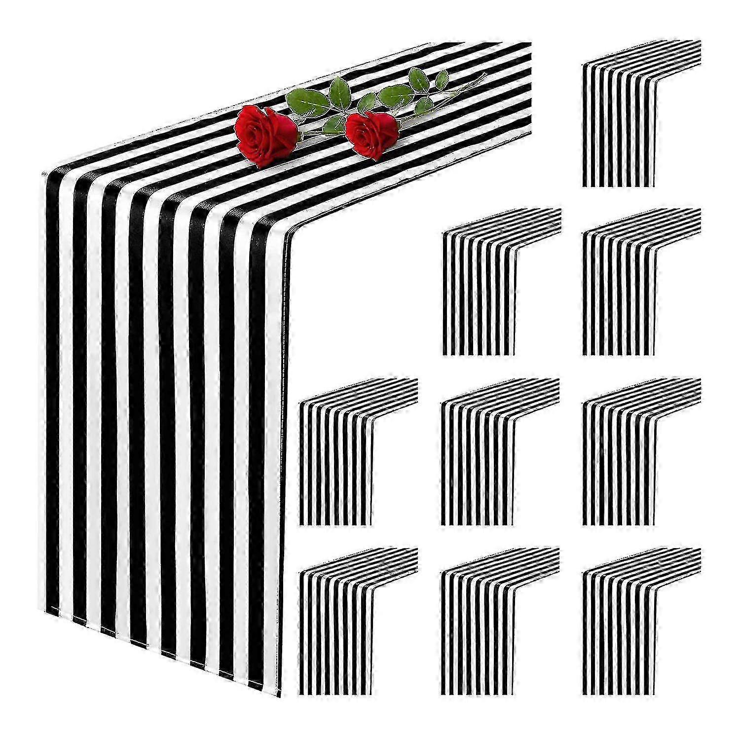 10 Pack Table Runner Polyester Table Decor Classic Black And White Striped Table Runner Modern Eleg High Quality