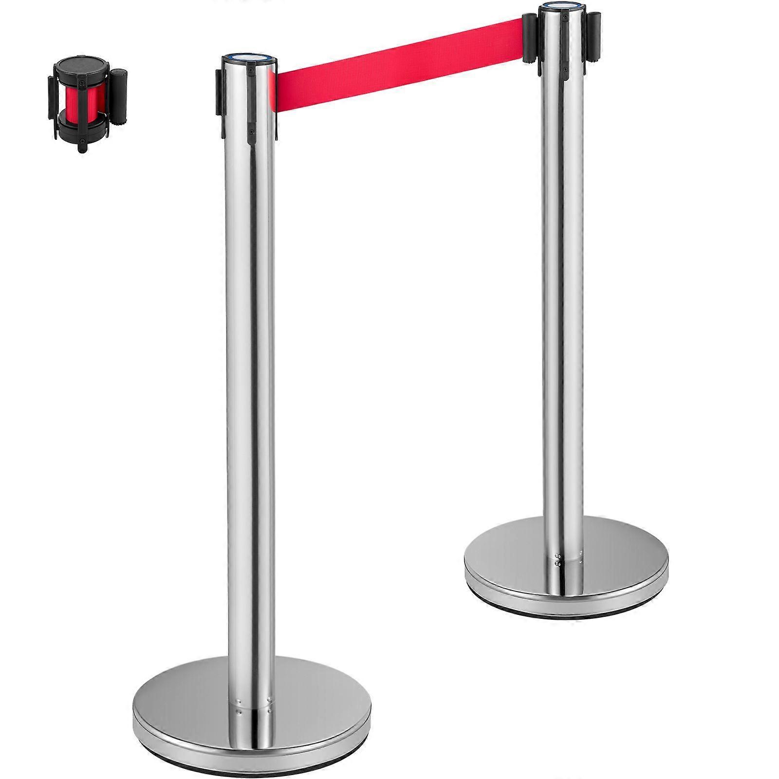 6 x Einziehbare Crowd Control Barrieren Queue Pole Post Rungen Gürtel Set