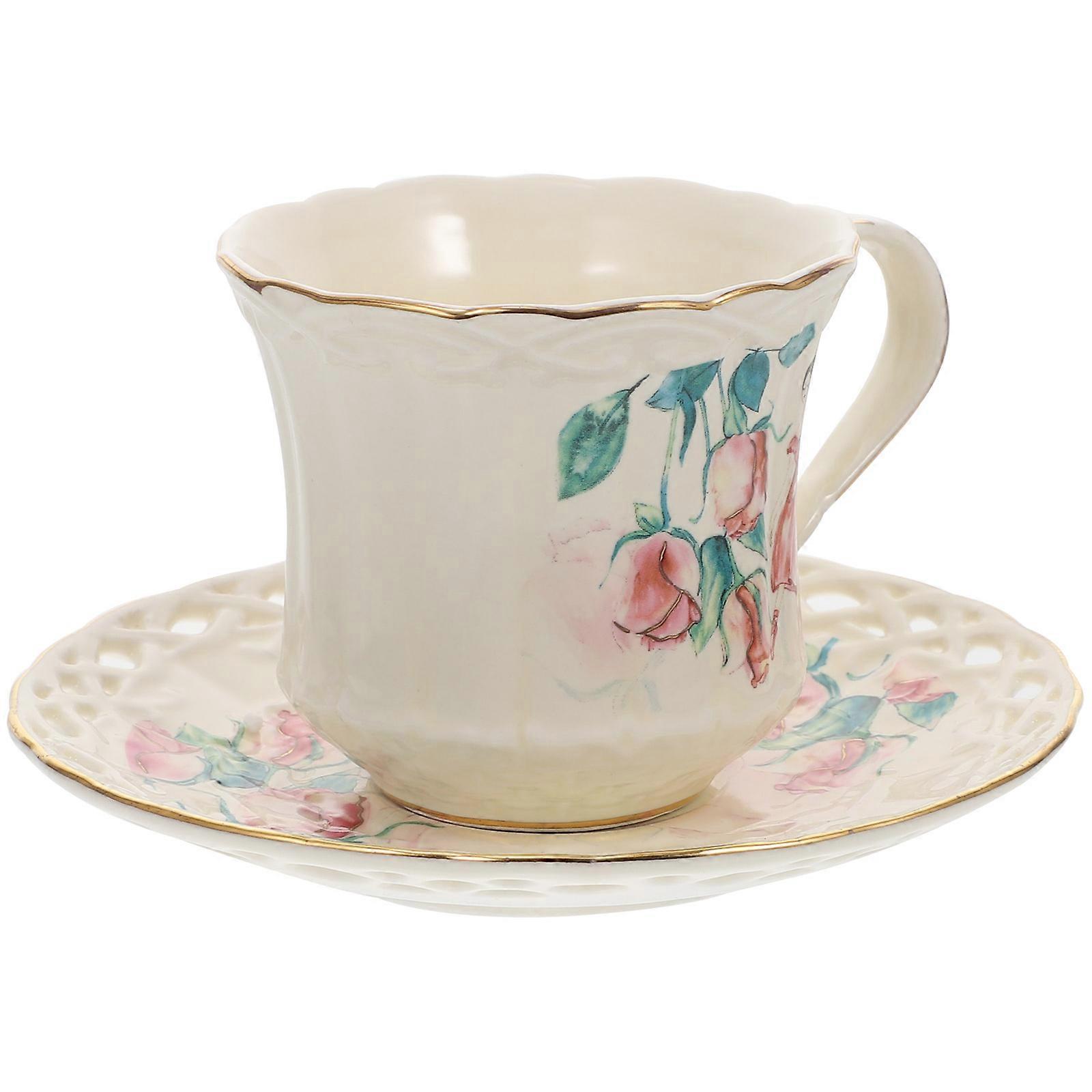 Coffee Cup Set Retro Style Ceramic Cups for Beverage Drinking 2Sets