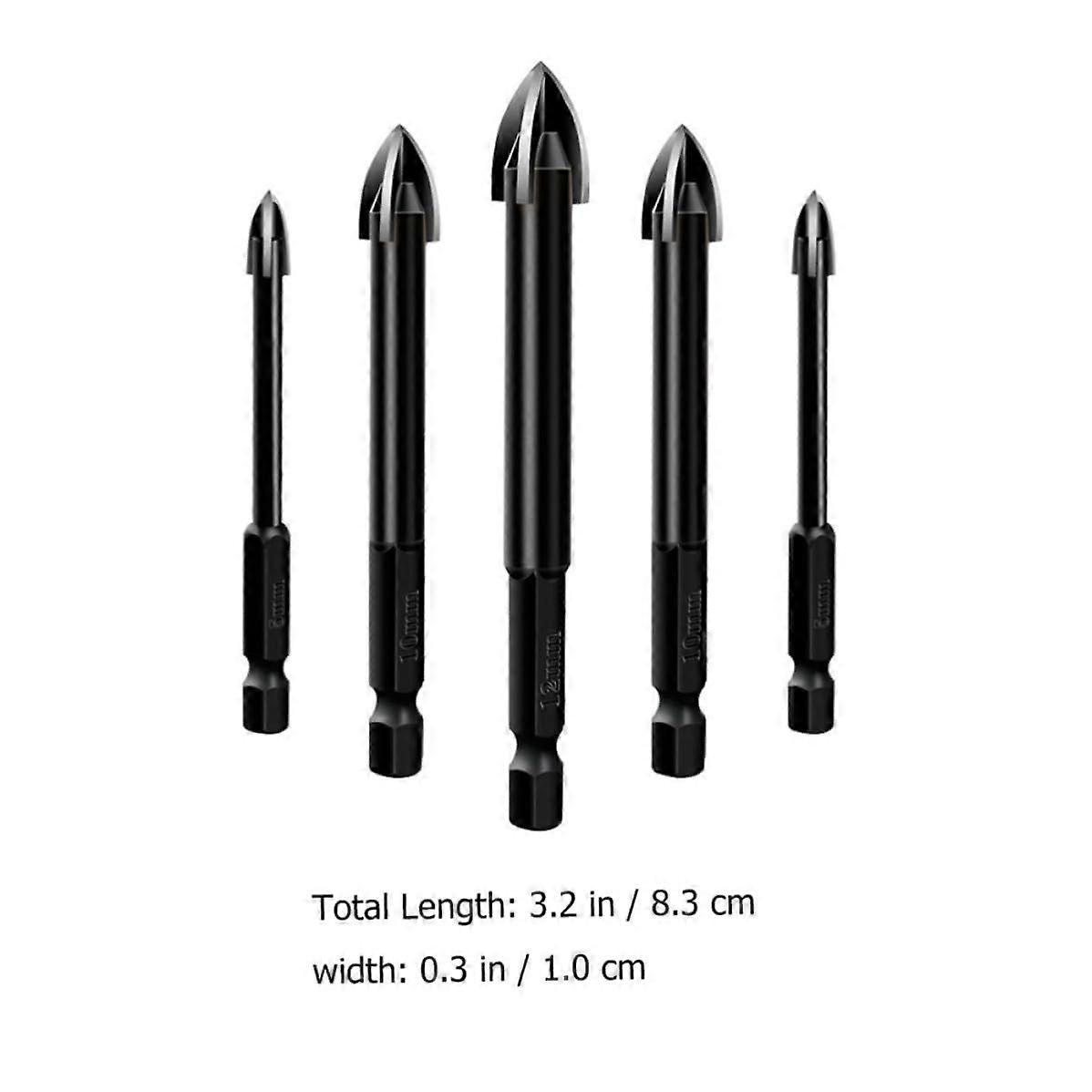 Alloy Cross Head Tile Drill Bit, Solid Hexagonal, 5 Cutting Edges, Low