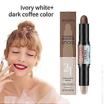 2-in-1 Cream Contour & Highlighter Sticks, Non-Greasy Bronzing and Illuminating Makeup, Sculpt 3D Effects, Easy-Blend Contour Pen,High Pigment