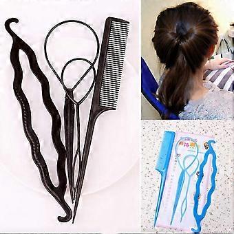 Conjunto de ferramentas para penteados com presilha, 4 peças de acessórios para tranças que criam penteados elegantes e rápidos.
