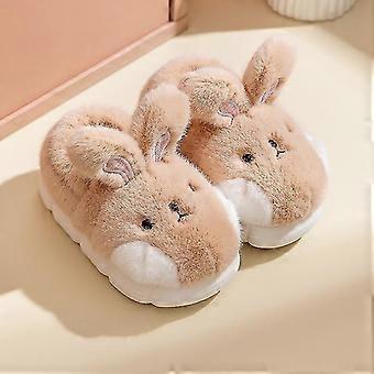Inverno Quente Coelhinho Peludo Chinelos De Coelho Cinza Sapatos de Coelho Para Crianças Bonitos Confortáveis Chinelos animais fofos casa grossa sole sole meninas sapatos de algodão