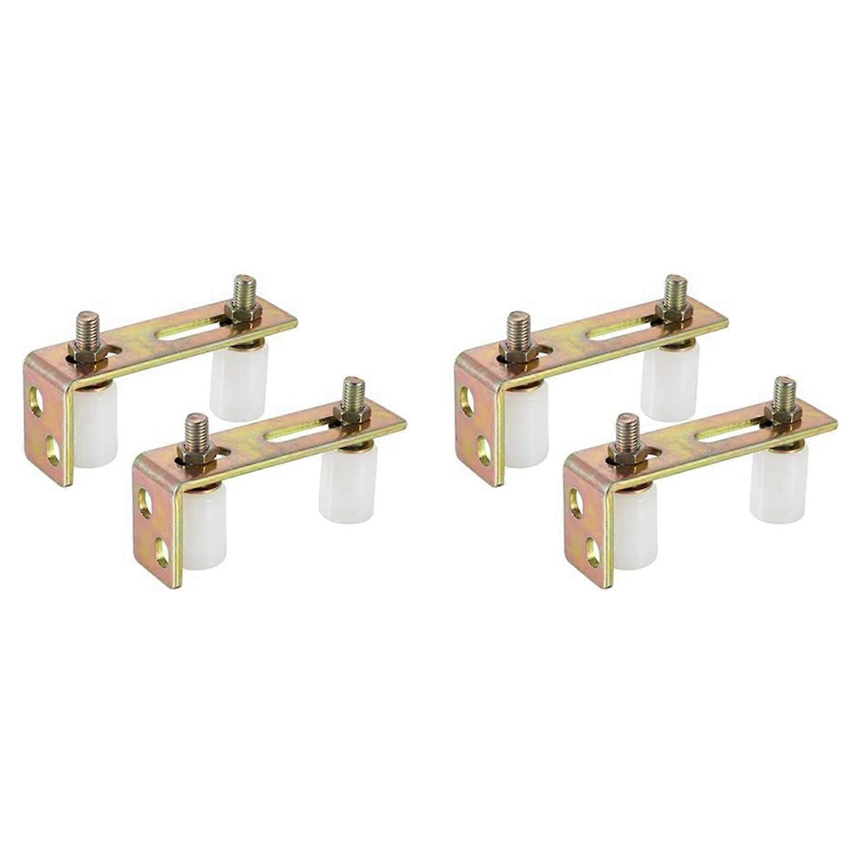 4PCS Patio Door Track Guide Rollers Sliding Door Guide Rollers with L-Pillar Bracket Adjustable Double Nylon Rollers